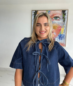 Denim Bow Top