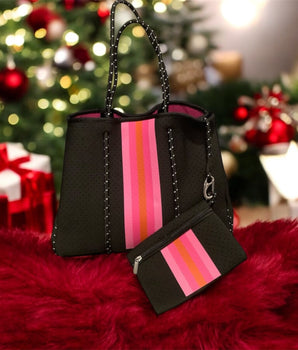 Stripe Neoprene Tote Bag 