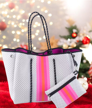 Stripe Neoprene Tote Bag