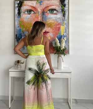 Palm Satin Jumpsuit