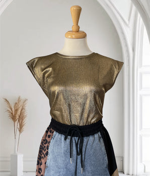 Monic Top Metallic Gold