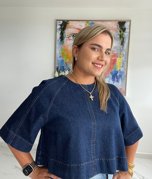 Denim Bow Top