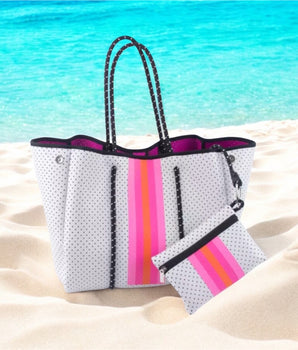 Stripe Neoprene Tote Bag