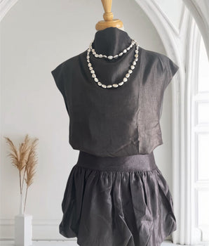 Euphoria Black Satin Short Set